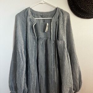Aerie Blue and White Striped Shirt